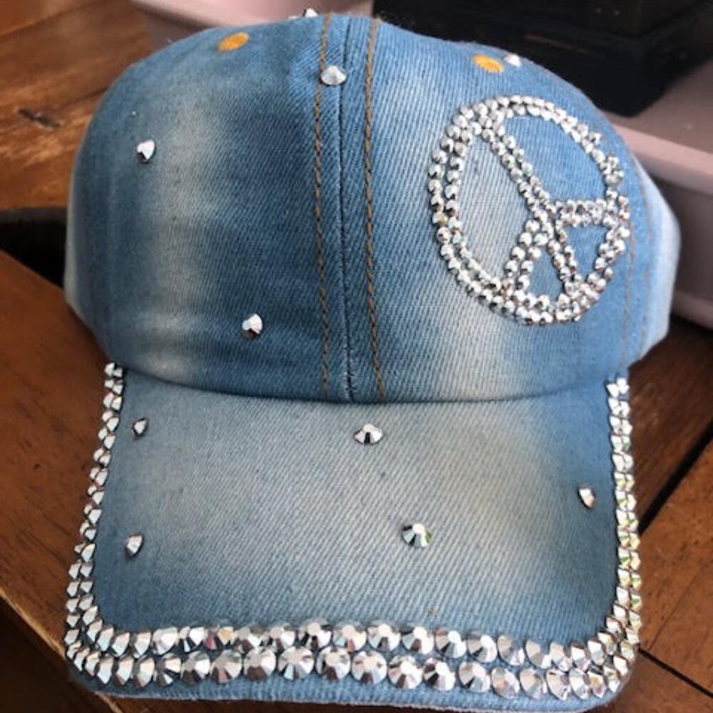 Y2K Denim Hat with Rhinestones